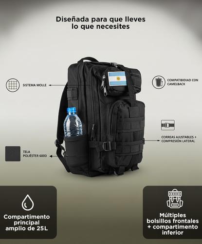 Mochila Táctica Gadnic 25Lts Militar Mochilero Compatible Camelback Compartimentos Varios - 3