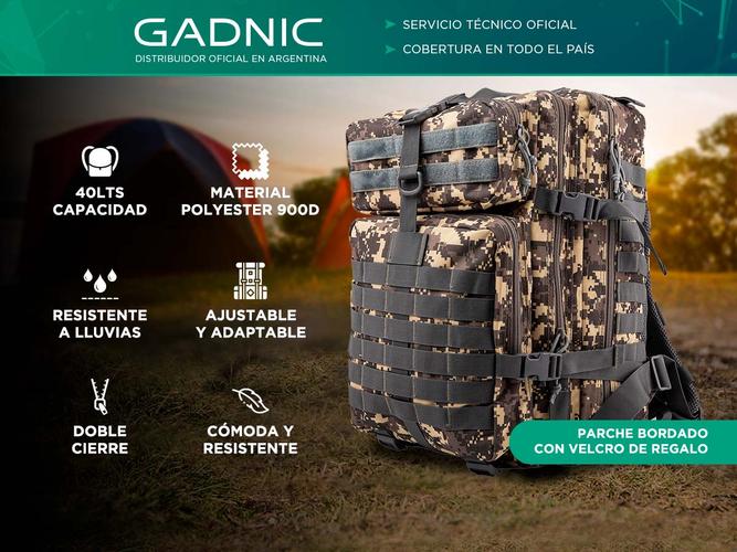 Mochila Táctica Gadnic 40Lts Militar Porta Notebook Compartimentos Varios - 1