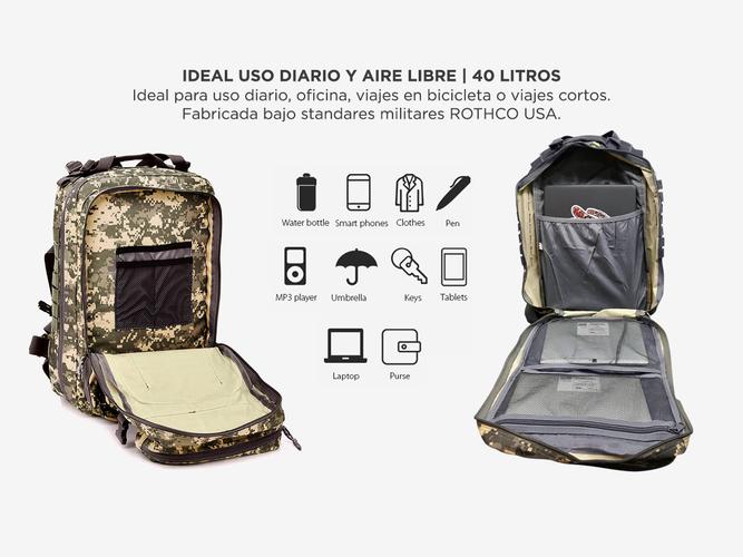 Mochila Táctica Gadnic 40Lts Militar Porta Notebook Compartimentos Varios - 3