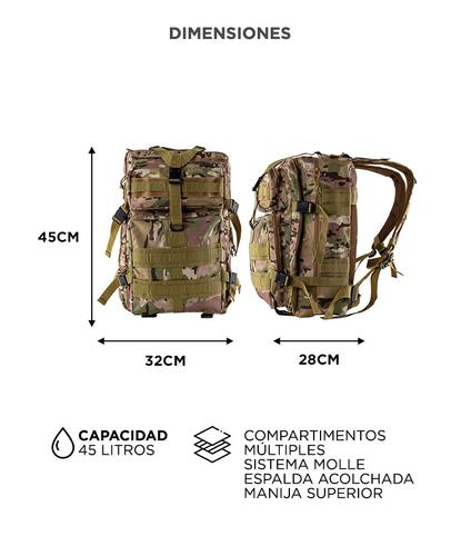 Mochila Táctica Gadnic 45Lts Militar Compartimentos Varios - 5