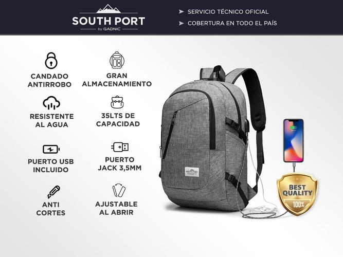 Mochila Antirrobo South Port 35 Litros USB - 1