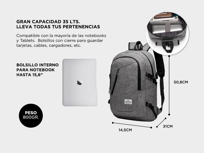 Mochila Antirrobo South Port 35 Litros USB - 2