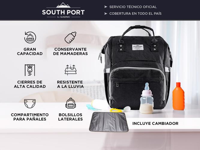 Bolso Maternal South Port S47 By Gadnic con Cambiador Mochila Porta Mamaderas Térmica - 1