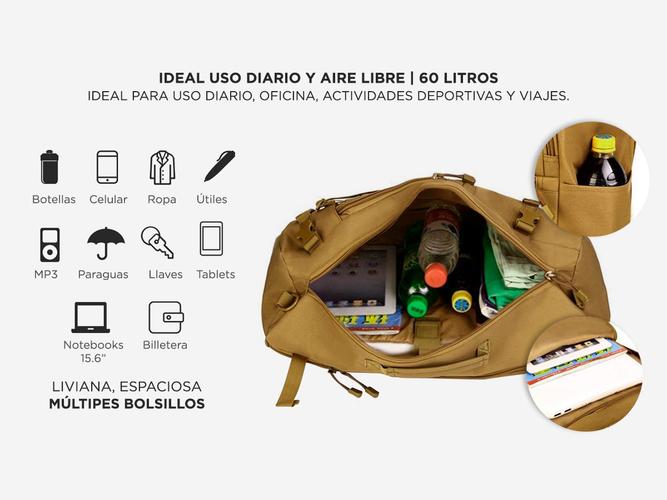 Mochila Tactica Camping Bolso 3 en 1 - 2