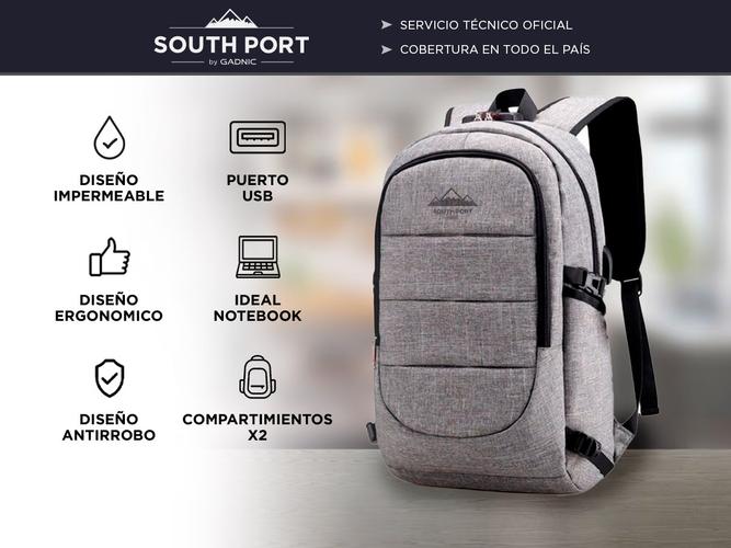 Mochila Porta Notebook South Port Antirrobo USB - 1