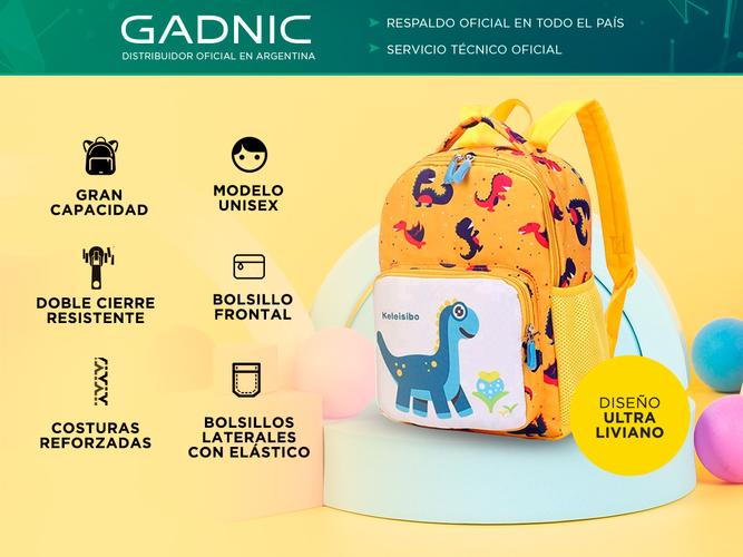 Mochila Escolar de Dinosaurio Gadnic Para Niños Colegio - 1