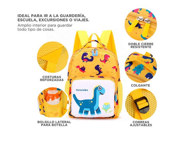 Mochila Escolar de Dinosaurio Gadnic Para Niños Colegio - 3