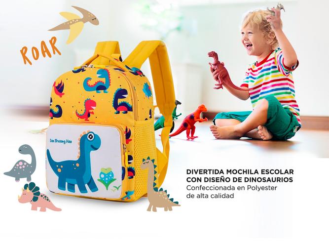 Mochila Escolar de Dinosaurio Gadnic Para Niños Colegio - 4