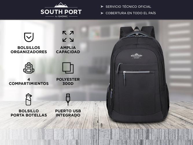 Mochila Urbana South Port Con Puerto De Carga USB - 1