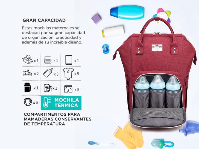 Mochila Bolso Maternal South Port Multiples Compartimentos - 2