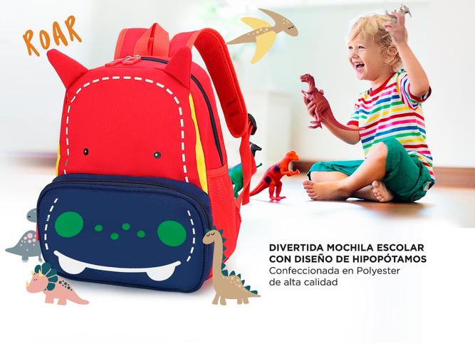Mochila Escolar Hipopótamo Para Niños  - 5