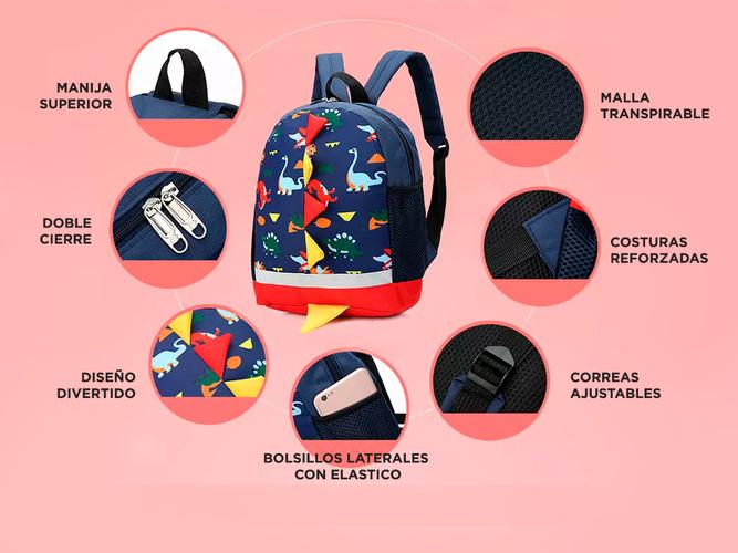 Mochila Escolar Para Niños Dinosaurios  - 3