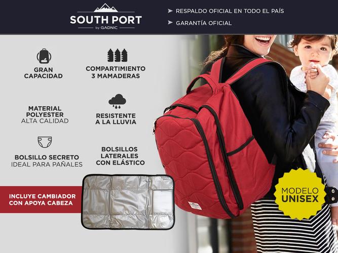 Mochila Bolso Maternal South Port Multiples Compartimentos Cambiador - 1