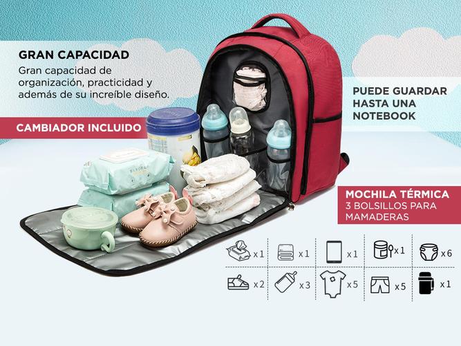 Mochila Bolso Maternal South Port Multiples Compartimentos Cambiador - 2