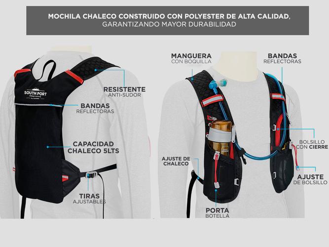 Mochila Hidratante South Port Running Con Bolsa 1L - 3