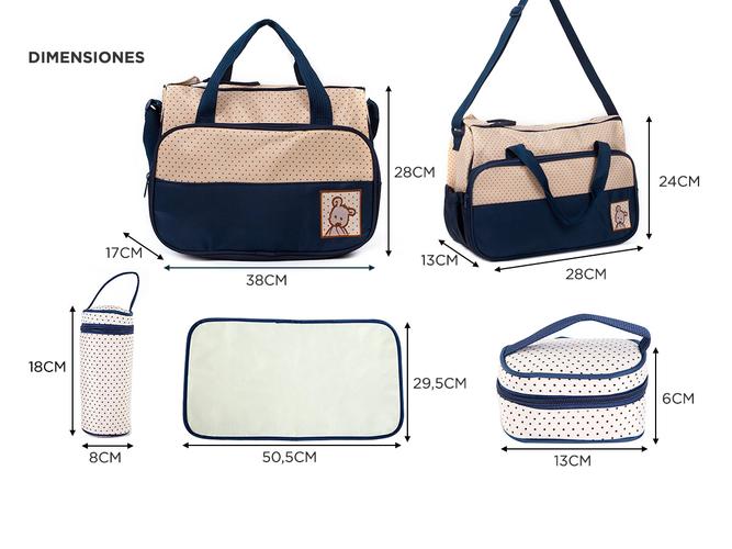 Set 5 Piezas Bolsos Maternales Cambiador Gadnic MR131X Para Bebés Impermeable - 4