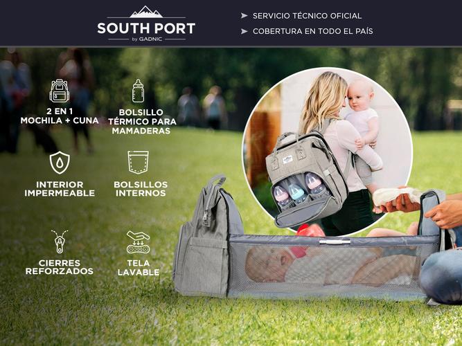 Mochila Maternal South port Con Cuna Cambiador Plegable  - 1