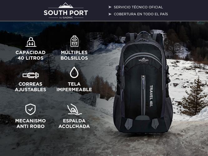 Mochila Deportiva South Port Para Viaje Trekking - 1
