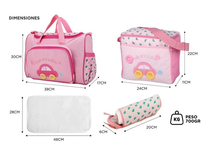 Set Bolso Maternal Gadnic MCH223 Cambiador Impermeable - 4