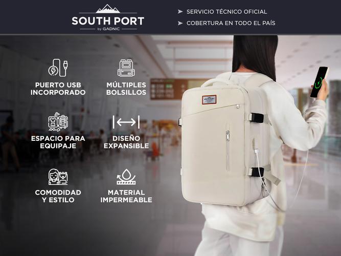 Mochila de Viaje South Port MCH228 Expansible Para Equipaje Con Puerto USB Impermeable - 1
