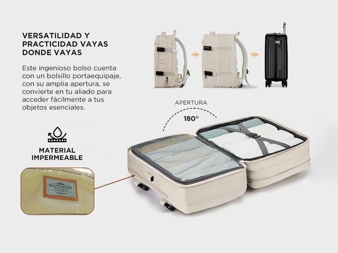 Mochila de Viaje South Port MCH228 Expansible Para Equipaje Con Puerto USB Impermeable - 3