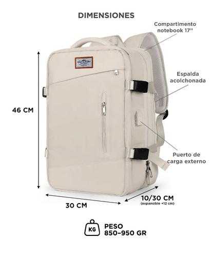 Mochila de Viaje South Port MCH228 Expansible Para Equipaje Con Puerto USB Impermeable - 5