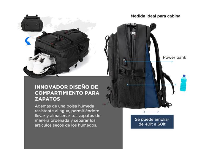 Mochila Expansible Gadnic De Viaje Impermeable - 2