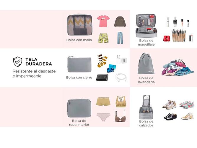 Set Organizadores de Viajes Gadnic 8 Piezas Ropa Zapatos Neceser - 3