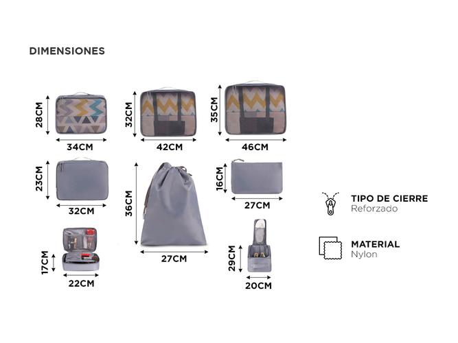Set Organizadores de Viajes Gadnic 8 Piezas Ropa Zapatos Neceser - 4