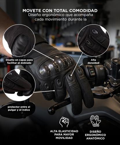 Guantes Para Moto Street Pro Con Protección Y Dedo Táctil Palma Con Grip - 3