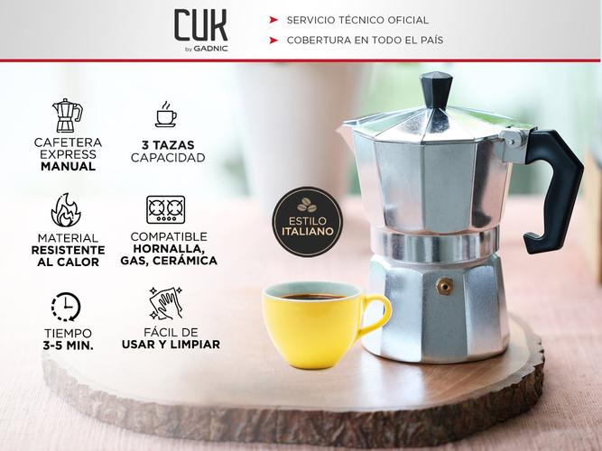 Cafetera Gadnic Moka Express manual plateada italiano  3 Tazas - 1