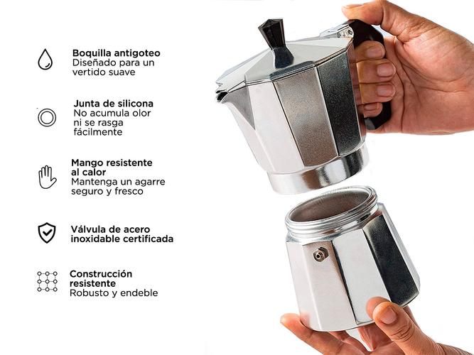Cafetera Gadnic Moka Express manual plateada italiano  3 Tazas - 3
