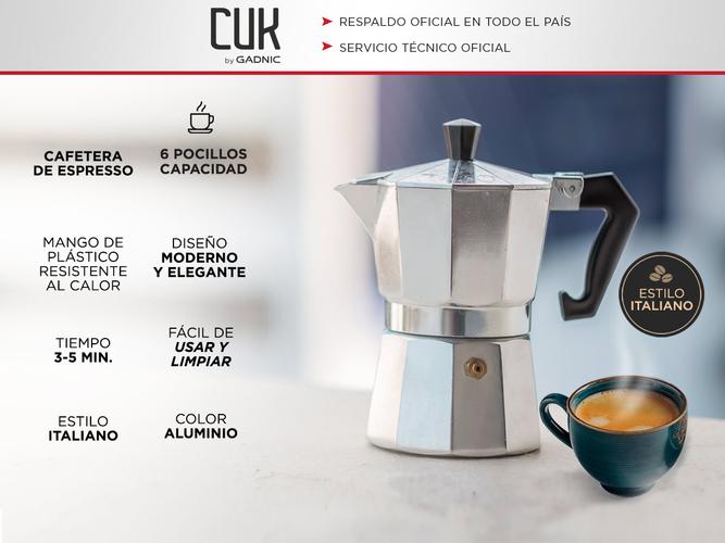  Cafetera De Aluminio Gadnic Moka Café Espresso 6 pocillos - 1