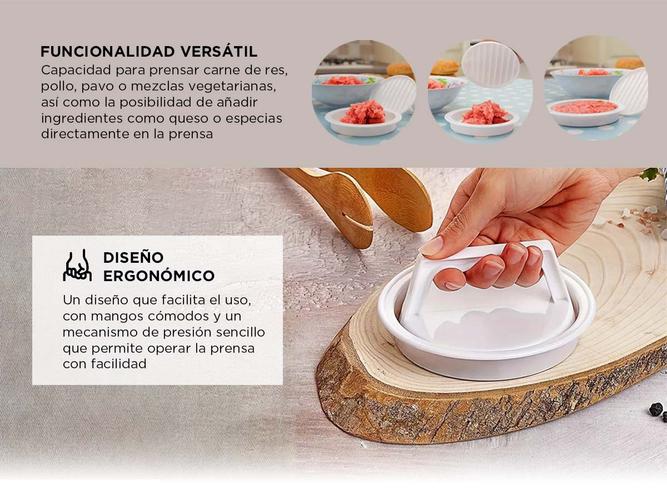 Molde para Hamburguesas Caseras Gadnic Prensa  con Tapa y Manija - 2