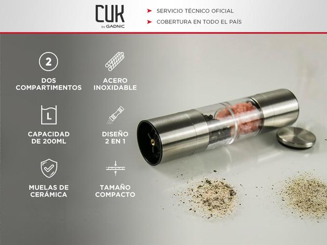 Molinillo Inoxidable 2 en 1 Cuk by Gadnic Sal Pimienta Especias - 1