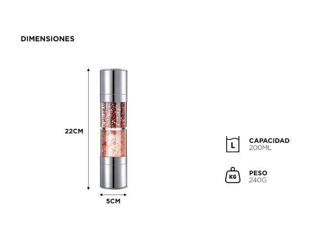 Molinillo Inoxidable 2 en 1 Cuk by Gadnic Sal Pimienta Especias - 3