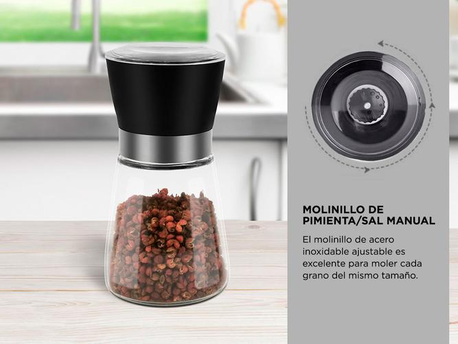 Pimentero Molinillo De Mano Gadnic M5L Pimienta Sal Vidrio - 3