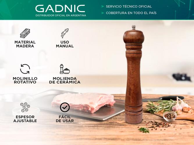 Molinillo Pimentero de Madera Gadnic 26cm Molienda Manual - 1