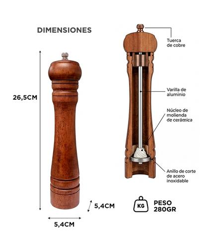 Molinillo Pimentero de Madera Gadnic 26cm Molienda Manual - 5