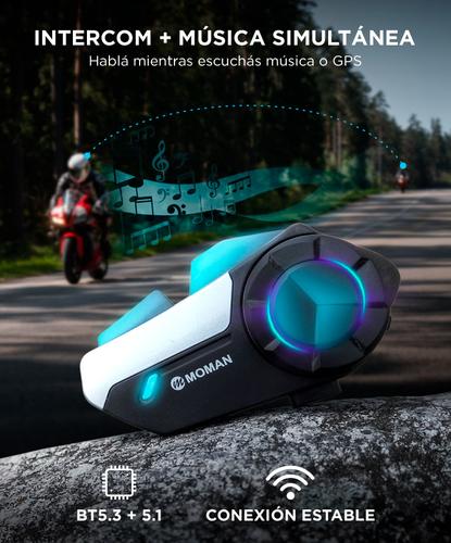 Intercomunicador Moto Moman H2S 25h Batería 1000m Cancelación Ruido Impermeable  - 3