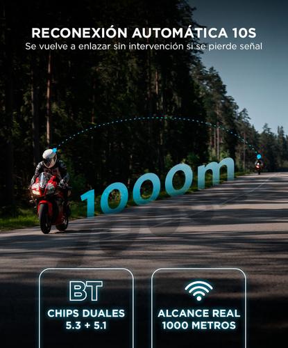 Set x 2 Intercomunicadores Moto Moman H2S 1000m Cancelación Activa IPX6 - 2