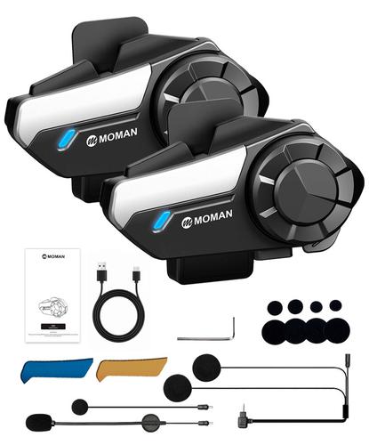 Set x 2 Intercomunicadores Moto Moman H2S 1000m Cancelación Activa IPX6 - 6