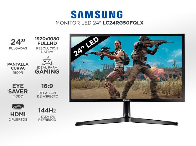Monitor Samsung 24” RG50 Curve 144Hz Gamer FHD Hdmi LC24RG50FQLX - 1