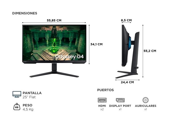 Monitor Gamer Samsung Odyssey G4 25 Pulgadas FHD 240Hz con panel IPS - 4