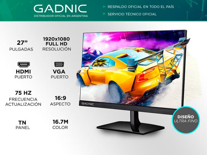Monitor GADNIC 27” Gamer G4D71N-F Full HD 1080p 75 Hz - 1