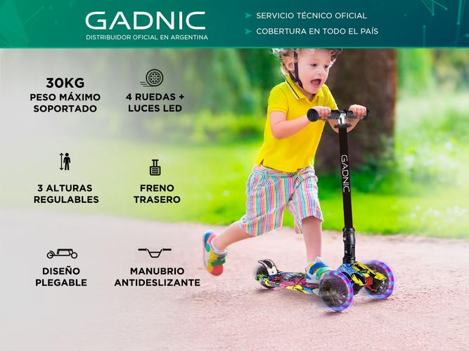 Monopatín Gadnic Infantil 4 Ruedas Con Luces Plegable - 1