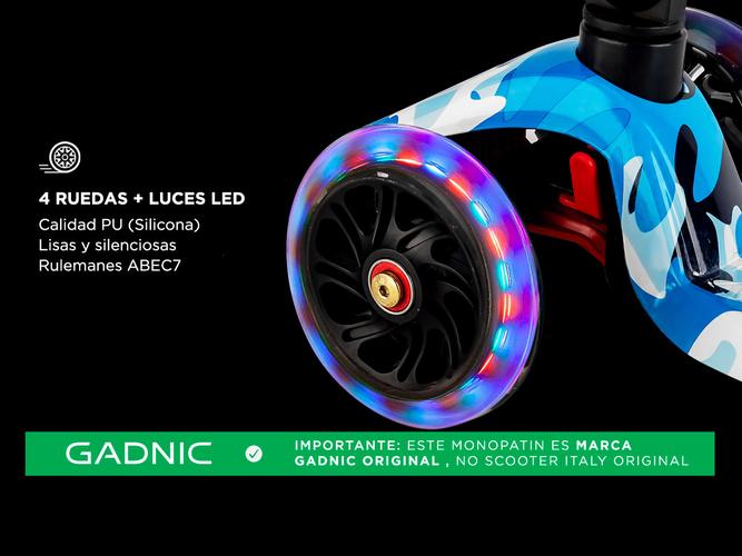Monopatín Gadnic Infantil 4 Ruedas Con Luces Plegable - 5