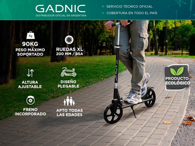 Monopatín Gadnic City Plegable de Alumino Niños y Adultos Hasta 90kg Ruedas 200mm - 1