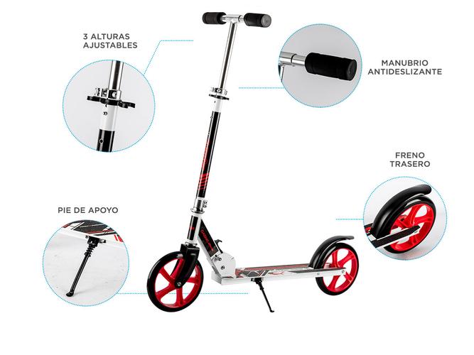 Monopatín Gadnic City Plegable de Alumino Niños y Adultos Hasta 90kg Ruedas 200mm - 3
