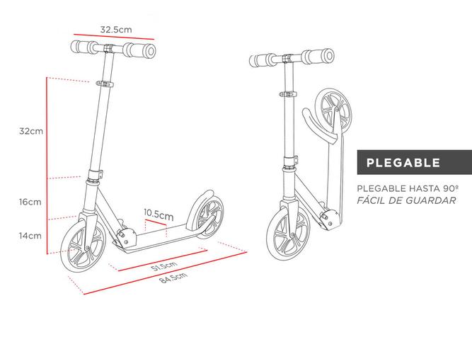 Monopatín Gadnic City Plegable de Alumino Niños y Adultos Hasta 90kg Ruedas 200mm - 5